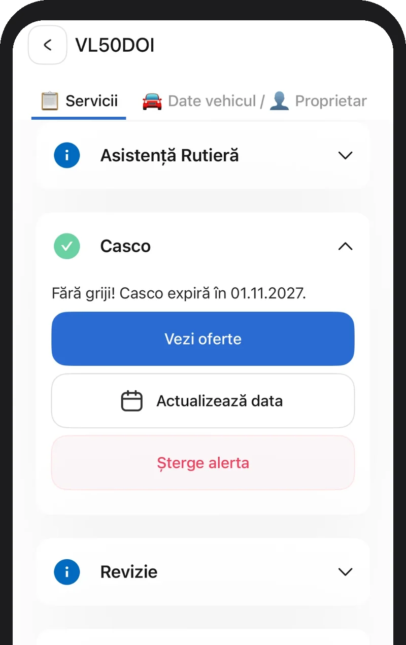 Adaugi mașina și alegi CASCO
